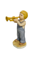 Enesco Figurine Young Gifted Little Boy Blue trumpet horn decor boy 1982 vtg kid