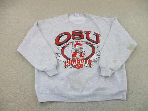 Oklahoma State Cowboys Sweater Adult Extra Large Gray Orange OSU Football Men * Cover