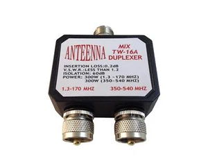 TW-16A Duplexer SO-239-PL-259(VHF 1.3-170MHz)/PL-259(UHF 350-540MHz) - Zdjęcie 1 z 3
