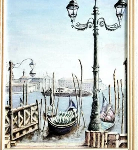 Venise tableau Cadre 51 x 37 cm signée - Foto 1 di 10