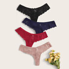 4PC Women Lace Flowers Low Waist Underwear Panties G-string Lingerie Thongs