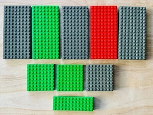 LEGO 700e 8x16, 8x8 Thick Elevated Base Plates Lot Green Grey Red baseplate Set - Picture 1 of 11
