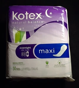 Vintage 2004 - 2010 Kotex Overnight Maxi Pads 4 Sealed Packs - Big Maxi Pads! - Picture 1 of 3