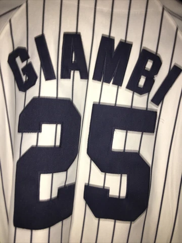 Vintage #25 Jason Giambi New York Yankees MLB RUSSELL ATHLETIC Jersey XL, LOOK Cover