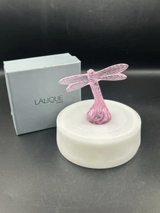 Lalique Crystal Signed Pink Dragonfly Figurine with original box Paris France - Picture 1 of 5