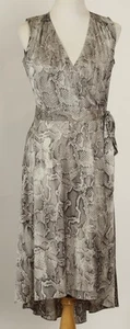 White House Black Market Women’s Dress 4 Gray Snake Print A Line Wrap Sleeveless - Picture 1 of 6