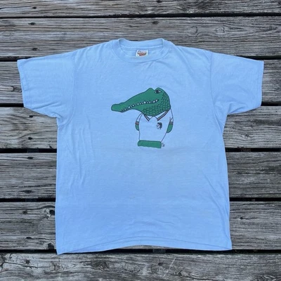 VTG 80’s Lacoste Funny parody Men’s L Shirt  Alligator Single Stitch Blue - Image 1 of 4