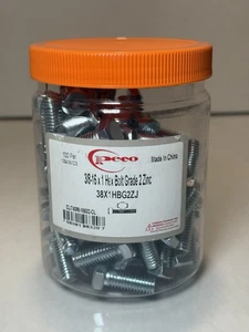 Qty 100 Peco 3/8-16 X 1 Hex Bolt Grade 2 Zinc - Free Shipping* - Picture 1 of 3