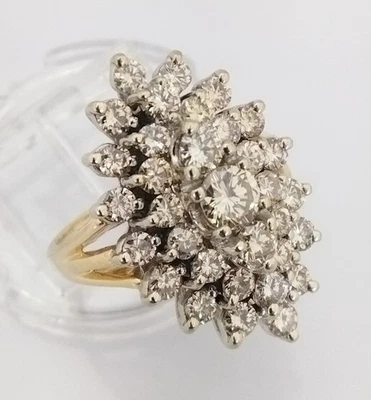 14K Yellow & White Gold Diamond Navette Cluster Ring Size 5.5 FZZ - Image 1 of 4