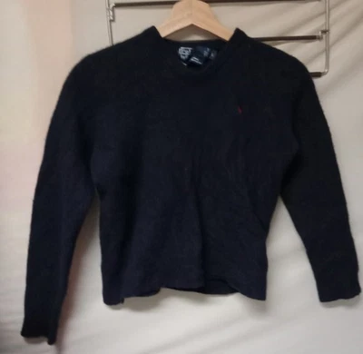 Vintage Polo Ralph Lauren 100% Lambs Wool V Neck Sweater Youth Large Blue - Image 1 of 4