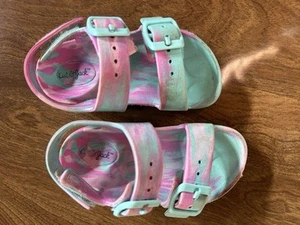 Cat & Jack rosa/türkis Riemchensandalen Kleinkind Mädchen Größe 6 gebraucht - Bild 1 von 5