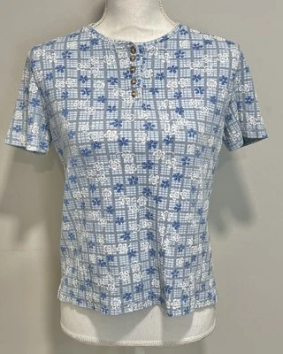 Classic Elements Womens Blue Floral Pattern Shirt Cottagecore Fairy Sz Petite XS - Image 1 of 4