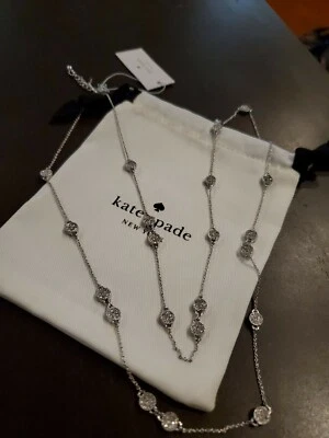 Kate Spade Silver Gatsby Dot Mini Scatter Crystal Long Necklace NWT $149 - Image 1 of 4