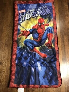 Marvel Ultimate Spiderman Youth Sleeping Bag 26 x 54" Spider Sense Red Blue Gray - Picture 1 of 11