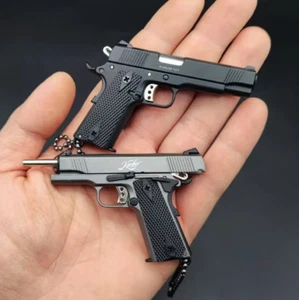 Mini Gun Keyrings x2 ✅ 2x Kimber 1911 key chains ✅ 1 Silver and 1 Black Model  - Picture 1 of 9