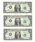 New Listing1963A $1 Kansas City Frns. 3 Consecutive, Crisp & Uncirculated Banknotes.