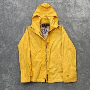 Barbour Jacket Womens XS 4 Yellow Coat Lined Coated Long Sleeve Hooded Full Zip - Picture 1 of 12
