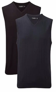Russell BLACK or BLUE Sleeveless V Vee Neck Sweater Jumper Vest Tank Top - Picture 1 of 3
