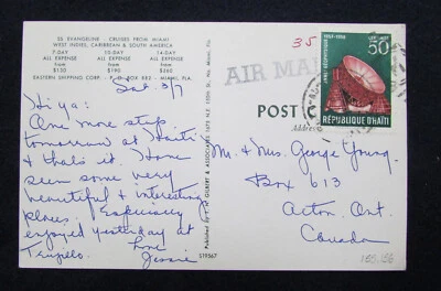 HAITI SCOTT 426 INT GEOPHYSICAL YEAR PICTURE POST CARD TO CANDA - Image 1 of 2