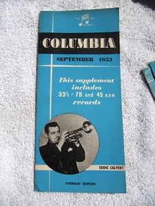 September 1953 UK COLUMBIA Supplement EDDIE CALVERT Record Overseas CATALOG LP - Picture 1 of 3
