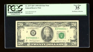 DBR 1990 $20 FRN New York STAR Fr. 2077-B* PCGS 35 Serial B07908531* - Picture 1 of 2