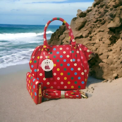 CUTE RED VINTAGE POLKA DOT SATCHEL SET - Image 1 of 3