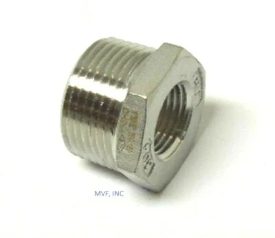 4" x 2" 150# Cast Threaded (NPT) Hex Bushing 304 Stainless Steel SS12130941 - Image 1 of 4