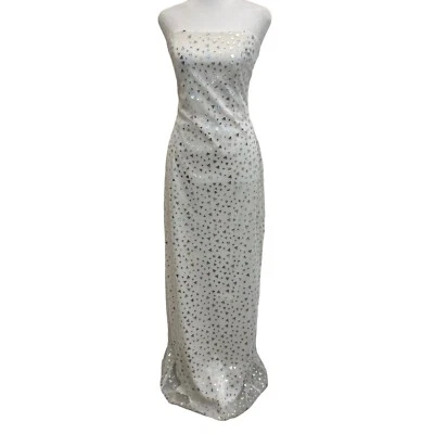 Vestido formal Jessica McClintock Gunne Sax blanco holográfico sin tirantes talla 7 Y2K - LEER Foto 1 de 4