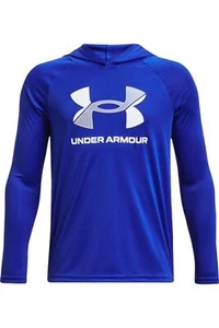 Under Armour Boys' Tech Big Logo Long-Sleeve Hoodie Team Royal/White - Picture 1 of 2