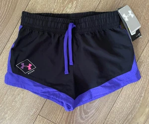 NWT Under Armour Girls HeatGear Running Shorts Black Size M Loose Fit - Picture 1 of 3
