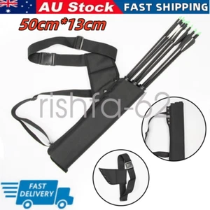 NEW Archery Arrow Quiver Holder 3 Tubes Back Waist Shoulder Strap Bag Pouch - Picture 1 of 11