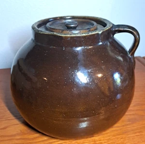 Brauner Tonschnaps? Krug Handarbeit Vintage/Antik unbeschriftet 9" Durchmesser 7" hoch 5 Pfund - Bild 1 von 6