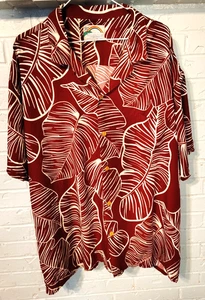 Paradise Found Made In Hawaii USA Aloha Button Down Pocket Shirt Red/White 3X - Picture 1 of 4