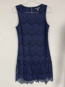Karl Lagerfeld Lace Dress Womens 8 Medium Navy Blue Cocktail - Picture 1 of 8