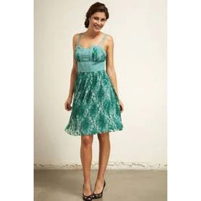 Vestido de cóctel Plenty Frock verde lunares encaje retro vintage vibraciones Foto 1 de 4