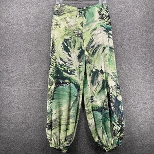 Lafayette 148 Seidenhose Damen Small Grün Abstrakt Blatt Weites Bein Beachy Coastal - Bild 1 von 11