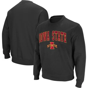 Men's Colosseum Charcoal Iowa State Cyclones Arch & Logo Crew Neck Sweatshirt - Picture 1 of 5