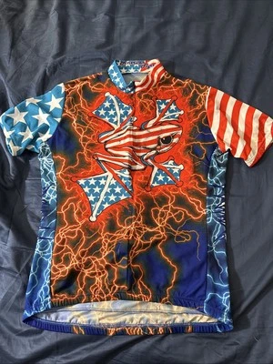 Primal American Flyer USA Frog Large Mens Red Double-sided Graphic Logo Jersey - Image 1 of 4