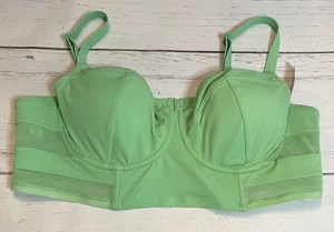 *Adore Me* Green Underwire Insert Mesh Swim Bikini Top Sz 40D, New! - Picture 1 of 4