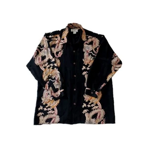 Camisa De Colección Avanti Hawaiana Dragón Y Tigre Seda Manga Larga Con Botones L - Imagen 1 de 8