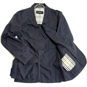 Burberry Black Label Linen Nova Check Tailored Blazer Jacket Size L Navy - Picture 1 of 24