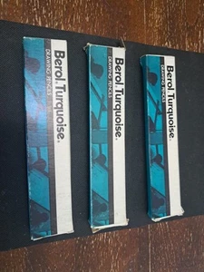 3 Boxes Vintage Berol Turquoise Drawing Pencils - Picture 1 of 13