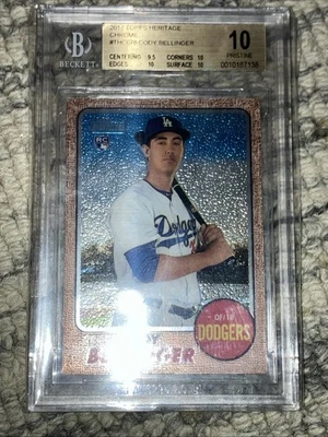 BGS 10 2017 Topps Heritage Cody Bellinger Chrome #989/999 RC Rookie - Image 1 of 2