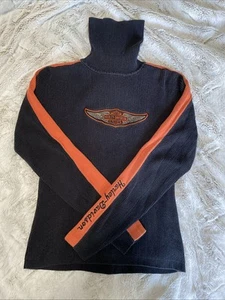 Vtg 90’s Harley Davidson Embroidered Turtleneck Knit Sweater Womens M - Picture 1 of 10