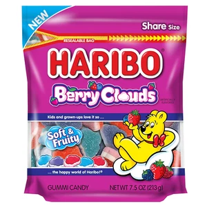 Haribo Gummi Candy | Berry Clouds in a Resealable Stand up Bag | Blueberry, Wild - Picture 1 of 12