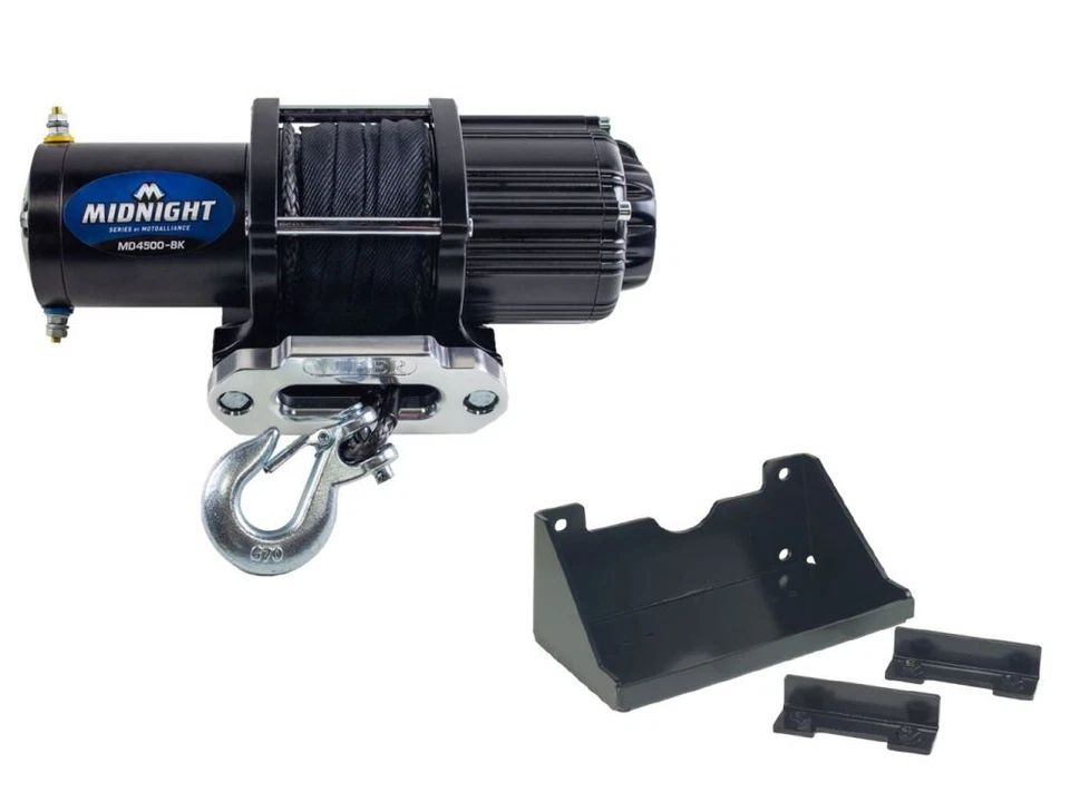 Viper 50 Ft Winch 4500 lb Black w/ Mount For Kawasaki Mule PROFXR 2018-20 - Image 1 of 4
