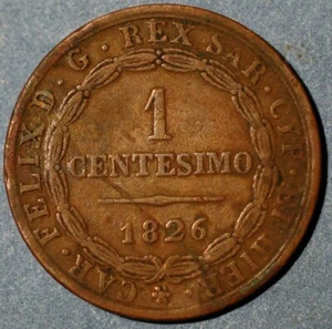 1826 P Torino Italian States SARDINIA Centesimo Carlo Felice KM# 125.1 - Picture 1 of 2