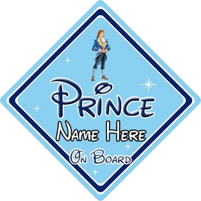 Letrero de coche bebé a bordo - Príncipe Disney - La Bella y la Bestia - Personalizado