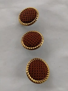 12 CERCHI ORO COGNAC TESSUTO RIVESTITO 1 1/8 pollice BOTTONE GAMBO METALLO TONDO - Foto 1 di 2