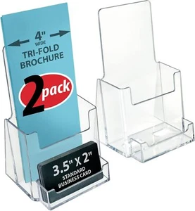 Azar Displays 252922-2PK Counter Trifold Brochure Holder with 2-Pack, Clear - Picture 1 of 6